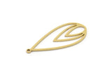 Brass Drop Charm, 6 Raw Brass Drop Charms With 1 Loop, Earrings, Findings (34x15x0.80mm) SMP1004