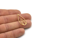 Brass Drop Charm, 6 Raw Brass Drop Charms With 1 Loop, Earrings, Findings (34x15x0.80mm) SMP1004
