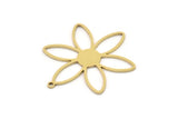 Brass Flower Charm, 4 Raw Brass Flower Shaped Charms With 1 Loop, Findings (34x28x0.80mm) SMP1005