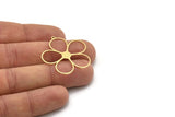 Brass Flower Charm, 4 Raw Brass Flower Shaped Charms With 1 Loop, Findings (33x32x0.80mm) SMP1006