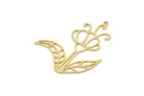 Brass Flower Charm, 4 Raw Brass Flower Shaped Charms With 1 Loop, Findings (43x35x0.60mm) SMP1008
