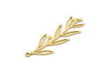 Brass Leaf Charm, 12 Raw Brass Branch Charms With 1 Loop, Charm Pendants (38x12x0.60mm) SMP1009