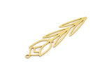 Brass Flower Charm, 8 Raw Brass Flower Shaped Charms With 1 Loop, Findings (43x10x0.60mm) SMP1014