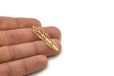 Brass Flower Charm, 8 Raw Brass Flower Shaped Charms With 1 Loop, Findings (43x10x0.60mm) SMP1014