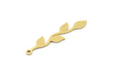 Brass Leaf Charm, 12 Raw Brass Branch Charms With 1 Loop, Charm Pendants (34x8x0.80mm) SMP1018