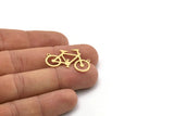 Brass Bicycle Charm, 6 Raw Brass Bike Charms With 2 Loops, Necklace Charms, Findings (19x30x0.60mm) SMP0882