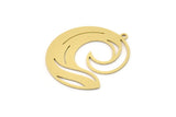 Brass Round Charm, 4 Raw Brass Wavy Charms With 1 Loop, Charm Pendants, Findings (29x25x0.60mm) SMP0883