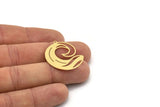 Brass Round Charm, 4 Raw Brass Wavy Charms With 1 Loop, Charm Pendants, Findings (29x25x0.60mm) SMP0883