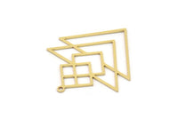 Brass Triangle Charm, 4 Raw Brass Triangle Shaped Charms With 1 Loop, Findings (34x29x0.60mm) SMP0888
