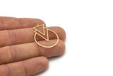 Brass Round Charm, 4 Raw Brass Triangle Charms With 1 Loop, Findings (32.5x24.5x0.60mm) SMP0891 A5546