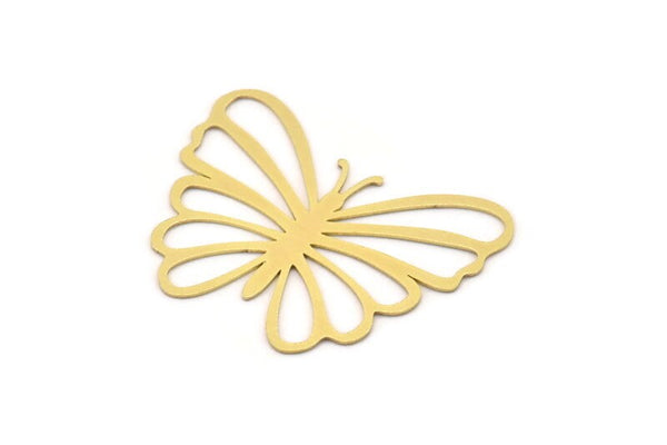 Brass Butterfly Charm, 2 Raw Brass Butterfly Shaped Charms, Earring Findings (32x41x0.60mm) SMP0893