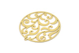 Brass Round Charm, 2 Raw Brass Branch Patterned Round Shaped Charms With 1 Loop, Charm Pendants (37x35x0.60mm) SMP0898