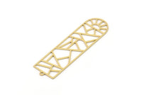 Brass Geometric Charm, 4 Raw Brass D Shape Charm With 1 Loop, Sun Charms, Findings (52x14x0.60mm) SMP0907