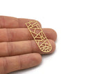 Brass Geometric Charm, 4 Raw Brass D Shape Charm With 1 Loop, Sun Charms, Findings (52x14x0.60mm) SMP0907