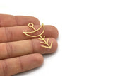 Brass Moon Charm, 6 Raw Brass Crescent Moon Charms With 1 Loop, Findings (41x27x0.80mm) SMP0908