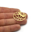 Brass Ball Charm, 2 Raw Brass Basketball Charms With 1 Loop, Slam Dunk Charms, Findings (38x32x0.60mm) SMP0910