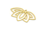 Brass Flower Charm, 6 Raw Brass Lotus Flower Charms With 1 Loop, Findings (19x32x0.60mm) SMP0912