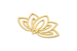Brass Flower Charm, 6 Raw Brass Lotus Flower Charms With 1 Loop, Findings (19x32x0.60mm) SMP0912