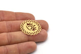 Brass Eye Charm, 4 Raw Brass Eye And Sun Shaped Charms, Earring Charms (30x0.60mm) SMP0916
