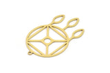 Brass Round Charm, 4 Raw Brass Round Charms With 1 Loop, Fringed Charms, Findings (38x23x0.60mm) SMP0918