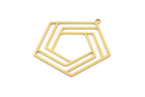 Brass Pentagon Charm, 4 Raw Brass Pentagon Shaped Charms With 1 Loop, Earring Findings, Geometric Charms (32x32x0.60mm) SMP0919