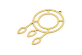 Brass Round Charm, 4 Raw Brass Round Charms With 1 Loop, Fringed Charms, Findings (40x25x0.80mm) SMP0927