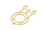 Brass Round Charm, 4 Raw Brass Round Charms With 1 Loop, Fringed Charms, Findings (40x25x0.80mm) SMP0927