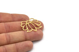 Brass Flower Charm, 4 Raw Brass Flower Shaped Charms With 1 Loop, Charm Pendants (28x31x0.60mm) SMP0929