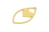Brass Drop Charm, 8 Raw Brass Heart Patterned Charms With 1 Hole, Earring Findings (25x15x0.60mm) SMP0931
