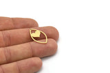 Brass Drop Charm, 8 Raw Brass Heart Patterned Charms With 1 Hole, Earring Findings (25x15x0.60mm) SMP0931
