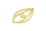 Brass Drop Charm, 8 Raw Brass Heart Patterned Charms With 1 Hole, Earring Findings (26x15x0.60mm) SMP0932