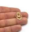 Brass Drop Charm, 8 Raw Brass Heart Patterned Charms With 1 Hole, Earring Findings (26x15x0.60mm) SMP0932