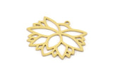 Brass Flower Charm, 6 Raw Brass Lotus Flower Charms With 1 Loop, Findings (22x27.5x0.60mm) SMP0934