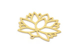 Brass Flower Charm, 6 Raw Brass Lotus Flower Charms With 1 Loop, Findings (22x27.5x0.60mm) SMP0934