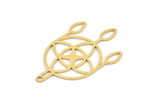 Brass Round Charm, 6 Raw Brass Round Charms With 1 Loop, Fringed Charms, Findings (34x22x0.60mm) SMP0938