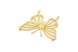 Brass Butterfly Charm, 4 Raw Brass Butterfly Charms With 2 Loops, Necklace Findings (31x37x0.60mm) SMP0942