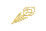 Brass Flower Charm, 6 Raw Brass Flower Shape Charms With 1 Loop, Charm Pendants (40x15x0.60mm) SMP0943