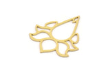 Brass Drop Charm, 6 Raw Brass Lotus Flower Charms With 1 Hole, Findings (27x24x0.60mm) SMP0945