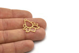 Brass Drop Charm, 6 Raw Brass Lotus Flower Charms With 1 Hole, Findings (27x24x0.60mm) SMP0945