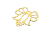 Brass Flower Charm, 2 Raw Brass Lotus Flower Charms With 1 Loop, Findings (36x34x0.60mm) SMP0946