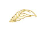 Brass Feather Charm, 4 Raw Brass Feather Charms With 1 Loop, Findings (39x18x0.60mm) SMP0949