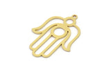 Brass Hand Charm, 6 Raw Brass Hand Shaped Charms With 1 Loop, Earrings, Findings (28x20x0.60mm) SMP0955