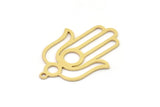 Brass Hand Charm, 6 Raw Brass Hand Shaped Charms With 1 Loop, Earrings, Findings (28x20x0.60mm) SMP0955