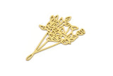 Brass Flower Charm, 6 Raw Brass Potted Plant Shaped Charms With 1 Loop, Findings (39x22x0.60mm) SMP0956