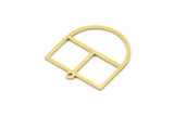 Brass D Shaped Charm, 6 Raw Brass D Shaped Charms With 1 Loop, Earrings, Findings (22x20x0.60mm) SMP0957