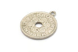 Danimarka Madeni Para Tılsımı, Antik Gümüş Kaplama Pirinç Madeni Para Tılsımı, 1 Halka, Kolye Uçları, Bulgular (27x2mm) N0191