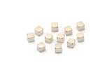 Square Cube Bead, 50 Antique Silver Plated Brass Cube Beads, Findings (3x3mm) D0147