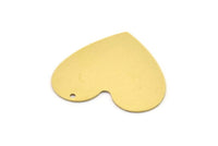 Brass Heart Charm, 4 Raw Brass Heart Charms With 1 Hole, Findings (27x30x0.60mm) A2743