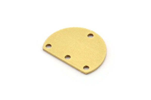Brass D Shaped Charm, 12 Raw Brass D Shaped Charms With 4 Holes, Connectors, Findings (12x16x0.80mm) A2751