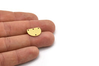 Brass D Shaped Charm, 12 Raw Brass D Shaped Charms With 4 Holes, Connectors, Findings (12x16x0.80mm) A2751